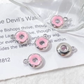 Detailed view of pink enamel donut charms for DIY handmade jewelry and craft projects - Silver Pink Donut (1# Silver Single Price)