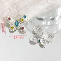 Detailed butterfly pendant charm with colorful crystals and blue marquise stone, 24x20mm size - Textured Butterfly - Blue (13#)