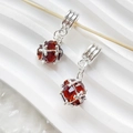 Silver cross-wrapped pendant with dark red zircon gemstone for DIY jewelry making - Style 14 (Dark Red Rhinestone)