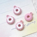 Macro shot of pink enamel doughnut charms with drip details for DIY jewelry making - Light Pink Donut (3#)