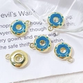 Macro detail of colorful doughnut alloy charms for DIY jewelry making with blue enamel finish - K-Gold Blue Donut (8# K-Gold Single Price)