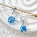 Sky blue crystal bead charms with silver metal prong setting for DIY jewelry making - Style 15 (Bright Blue Rhinestone)