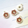 Close-up of donut-shaped DIY alloy charms with colorful glaze and hanging loops - Coffee Donut (4#)