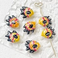 Perle in ceramica a forma di pesce tropicale giallo dipinte a mano per gioielli fai-da-te - Pesce Ondulato Giallo Limone Rosso Bianco (7#)