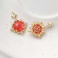 Detail of 14k gold-plated planet charms with red faceted gems and zircon accents - 1# 18k Pink