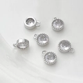Detalle macro del colgante redondo de circón chapado en oro 14k para joyas DIY - 1# Tono Plateado Zirconia Claro