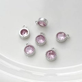 Detalle de colgantes de circón rosa con bordes milgrain plateados para joyería DIY - 3# Tono Plateado Zirconia Rosa