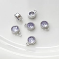 Detalle macro de colgantes redondos de circón lavanda bañados en oro 14k para joyería - 4# Tono Plateado Zirconia Morado Claro
