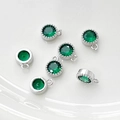Detalle de dijes de circón verde esmeralda con marco plateado para joyería artesanal - 7# Tono Plateado Zirconia Verde Esmeralda