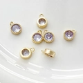 Detalle de colgantes de cobre bañados en oro 14k con circón púrpura en varios ángulos - 13# Tono Dorado Zirconia Morado Claro
