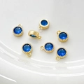 Detalle de dijes de cobre chapados en oro de 14k con circón azul para crear joyas DIY - 17# Tono Dorado Zirconia Azul Real