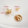 Golden plated pearl pin clutch and butterfly tie tack set with 11mm width base - Single Piece / Gold (Small Size)
