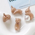 Close-up van schattige lichtbruine hars konijnenkralen met gaten voor DIY sieraden - Konijn Losse Kraal / Bruin