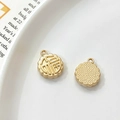 Detailed view of mooncake shaped gold alloy Fu pendant charm for DIY jewelry making - Universal Specification / Gold Hollow Fu Character Mooncake (3#)