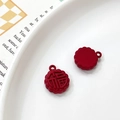Detail of red rabbit mooncake alloy charm with lucky Chinese character for DIY jewelry - Universal Specification / Red Fortune Mooncake (5#)