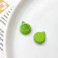 Detail of green bunny mooncake alloy charms with Fu character for DIY jewelry making - Universal Specification / Neon Green Fu Character Mooncake (13#)