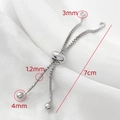 Detailed silver adjustable box chain extender with silicone slider bead on silk background - Platinum Plated Short Style
