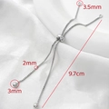 Detail of adjustable 14k box chain with 3.5mm jump ring and silicone slider bead - Platinum Plated Long Style