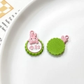 Detail of bunny charms for jewelry making, featuring pink rabbits on green bases - Universal Specification / Green Pink White Mid-Autumn Rabbit (31#)