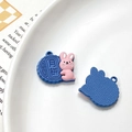 Detail of pink bunny and mooncake resin charms with hanging holes for DIY jewelry - Universal Specification / Blue Pink Rabbit Mooncake (34#)