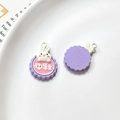 Detail showing front and back of rabbit mooncake alloy charms for DIY jewelry making - Universal Specification / Pink Purple Mid-Autumn Rabbit (35#)