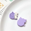Close-up of a purple mooncake rabbit charm with a matte back for DIY jewelry making - Universal Specification / Purple Rabbit Mooncake Style (36#)