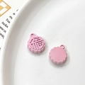 Pair of pink mooncake alloy charms with Fu character for DIY jewelry making - Universal Specification / Pink Fortune Mooncake (15#)