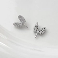 Detail of silver plated wing-shaped jewelry connectors with clear micro-pave zirconia - Leaf Style (5#)