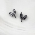 Macro view of black plated heart-shaped jewelry components with micro-set zircon stones - Heart Petal Style (6#)