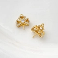 Macro detail of gold-plated clover pendant finding with zircon inlay and bead pin - Clover Style (7#)
