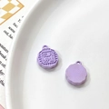Purple rabbit mooncake alloy pendant with floral relief for DIY handmade jewelry crafts - Universal Specification / Light Purple Flower Moon Full Mooncake (18#)