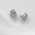 Macro detail of silver floral jewelry setting with pave-set crystals and mounting pin - Floral Style (10#)