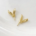 Detailed close-up of gold-plated rabbit ear earstuds with high-gloss metallic finish - Rabbit Ear Knot Style (11#)