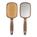 Set spazzola massaggiante marrone e specchio a mano per la cura e lo styling dei capelli - Caffè (A)