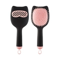 Niedliche Cartoon Katzenhaarbürste mit schwarzem und rosa Design und Massagekissen - Schwarz