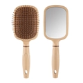 Spazzola massaggiante beige 2-in-1 con specchio per il trucco integrato sul retro - Beige (B)