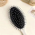 Piano note motif air cushion hairbrush for scalp massage and detangling in cream white - White Style (Regular Teeth)