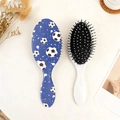 Oval air cushion hairbrush set with football print pattern and black bristles - Dark Blue Polka Dot Football Style (B)