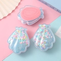Three shell-shaped detangling hairbrushes with colorful sequins and pink bristles - Light Blue (Style A)