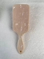 Pink marble pattern hair cushion brush with massage bristles and hanging hole handle - Plain Yellow Marble