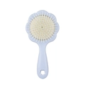 Cute light blue flower shaped air cushion hair brush with white pad and massage bristles - Light Blue
