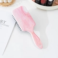 Pink marble pattern air cushion hairbrush with anti-static bristles for long hair - Marble Pattern (5463560959387) / Pink