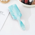 Blue marble patterned cushion hairbrush with anti-static bristles and massage air cushion - Marble Pattern (5463560959389) / Blue