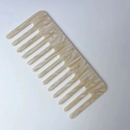 Peigne à dents larges en acétate motif marbre beige pour coiffage et démêlage - Blanc Cassé