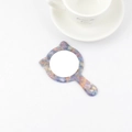 Handspiegel in Katzenform mit buntem Marmormuster aus Acetat und Handgriff - Traumhaftes Lila