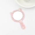 Tragbarer rosa Handspiegel in Katzenohrform mit Acetat-Marmorierung für Damen - Kirschblütenrosa