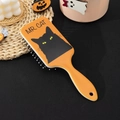Spazzola per capelli Halloween con gatto nero e base arancione antistatica professionale - Gatto nero