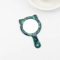Specchio da trucco a forma di orecchie di gatto con manico in acetato tartarugato verde - Verde Scuro