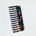 Colorful acetate wide tooth hair comb with artistic marble pattern for hair styling - Blue Purple Marble