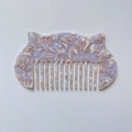 Peigne à cheveux chat en acétate avec motif floral marbré lavande et blanc - Gris Violet